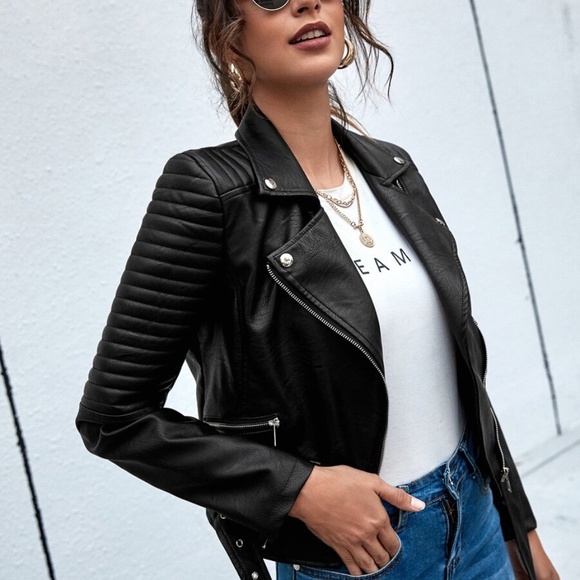 Camel leather zipper biker moto motorcycle jacket - Picture 7 of 9